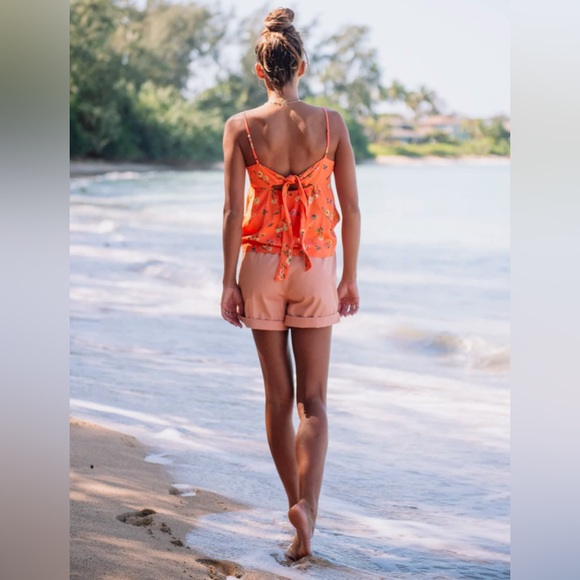 Volcom Floral Mucho Mahalo Coral Cami Flowy Tank Top - Picture 3 of 11